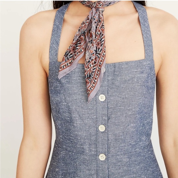 Madewell Chambray Tank Button Front Midi Dress, Size 8 - Picture 3 of 10